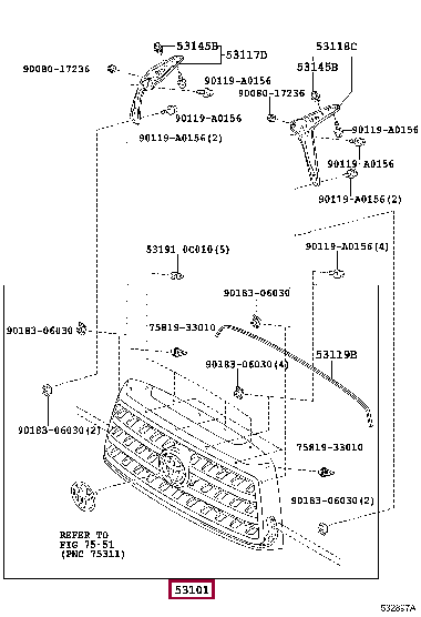 531010C090: GRILLE SUB-ASSY, RADIATOR Тойота