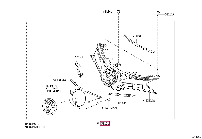 531010D905: GRILLE SUB-ASSY, RADIATOR Тойота