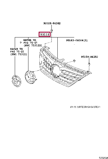 531010P050: GRILLE, RADIATOR Тойота