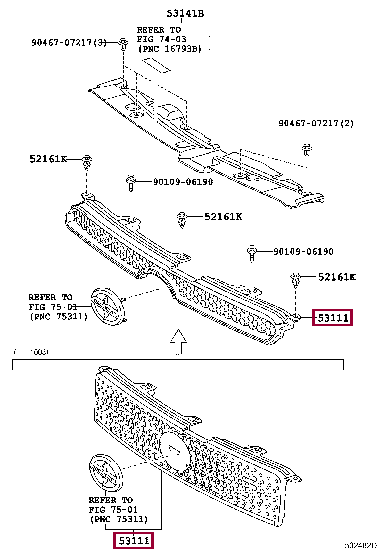 5310112B10: GRILLE, RADIATOR Тойота