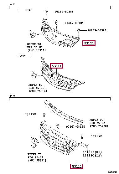 5310120780: GRILLE, RADIATOR Тойота