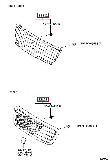 5310122906: GRILLE, RADIATOR Тойота