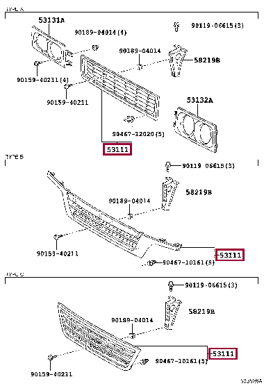 5310136030E0: GRILLE, RADIATOR Тойота