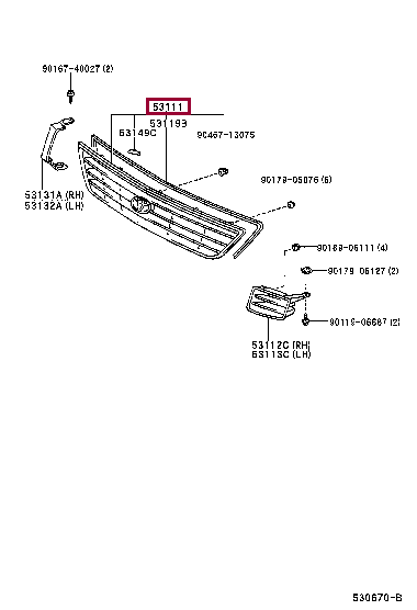 5310144040G0: GRILLE, RADIATOR Тойота