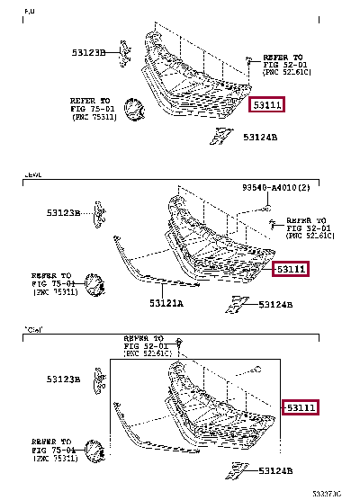 5310152420J0: GRILLE, RADIATOR Тойота