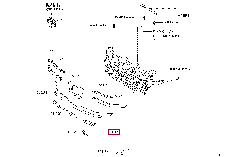 5310158410C0: GRILLE, RADIATOR Тойота