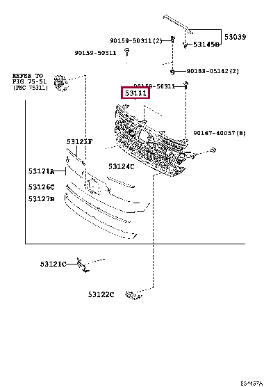 5310158410E1: GRILLE, RADIATOR Тойота