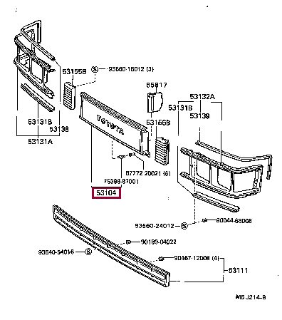 5310187012: GARNISH SUB-ASSY, FRONT PANEL, CENTER Тойота