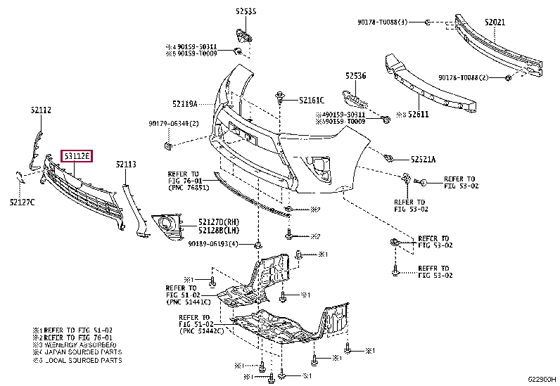 531120D370: GRILLE, RADIATOR, LOWER NO.1 Тойота