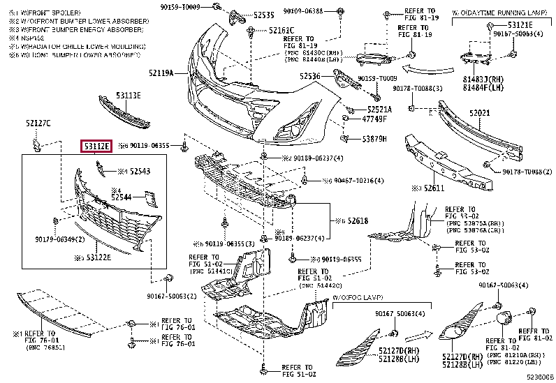 GRILLE, RADIATOR, LOWER NO.1 53112-0D710 (номер toyota 531120D710)