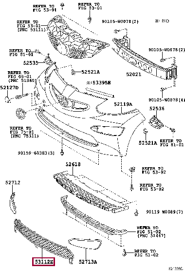 531120H040: GRILLE, RADIATOR, LOWER NO.1 Тойота