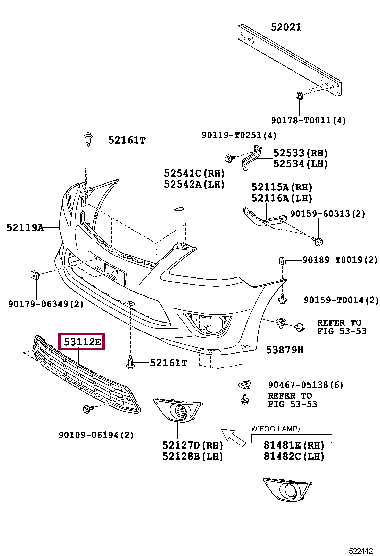 531120K100: GRILLE, RADIATOR, LOWER NO.1 Тойота