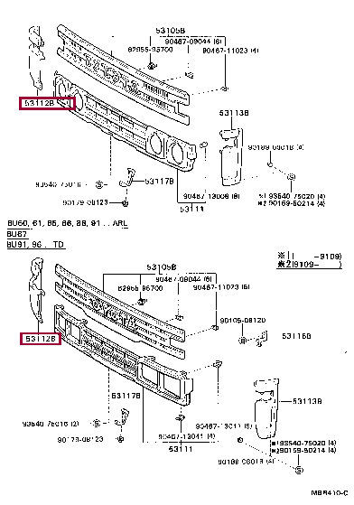 5311237010J0: GRILLE, RADIATOR SIDE, RH Тойота