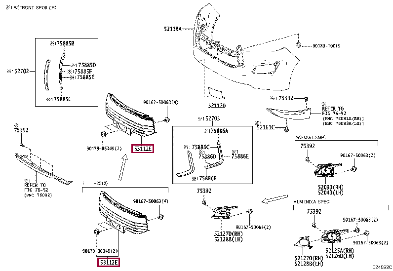 53112YP140: GRILLE, RADIATOR, LOWER NO.1 Тойота