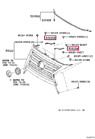 Кронштейн решётки радиатора 53115-60040 (номер toyota 5311560040)