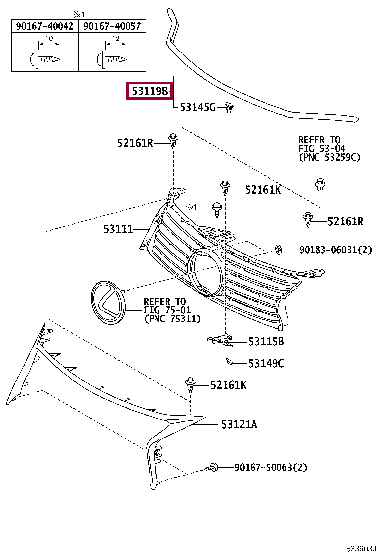 Уплотнитель решетки радиатора 53119-30260 (номер toyota 5311930260)