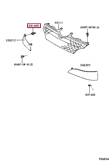 CLIP, RADIATOR GRILLE GARNISH 53145-52010 (номер toyota 5314552010)