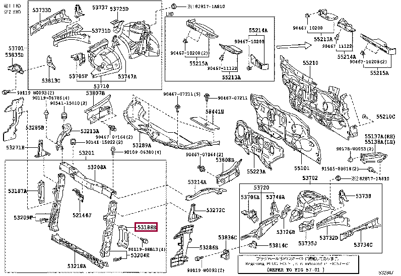 STAY, RADIATOR SUPPORT, LH 53188-02010 (номер toyota 5318802010)