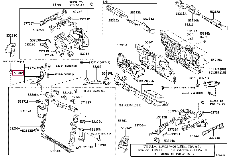 SUPPORT SUB-ASSY, RADIATOR, RH 53202-12490 (номер toyota 5320212490)