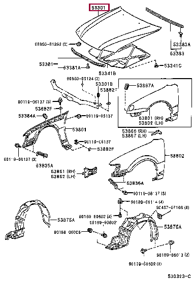 5330112820: HOOD SUB-ASSY Тойота