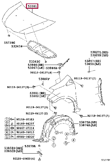 HOOD SUB-ASSY 53301-0D130 (номер toyota 533010D130)