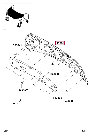 53301B2A00: HOOD SUB-ASSY Тойота