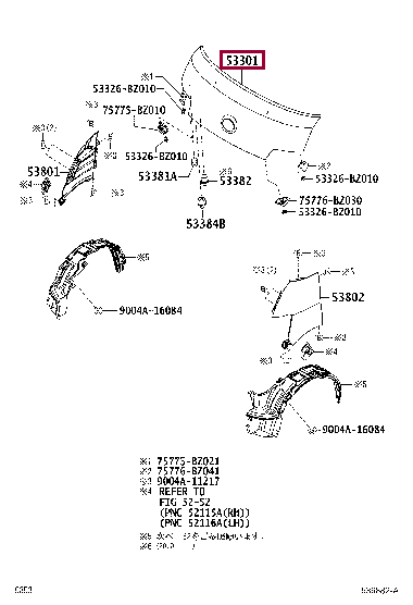 53301BZ360: HOOD SUB-ASSY Тойота