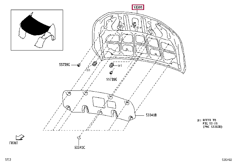 53301BZ390: HOOD SUB-ASSY Тойота