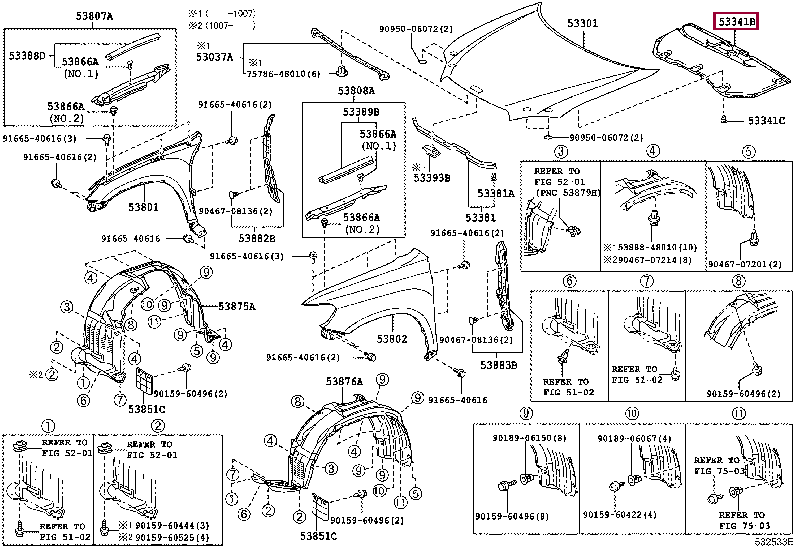 INSULATOR, HOOD 53341-48071 (номер toyota 5334148071)