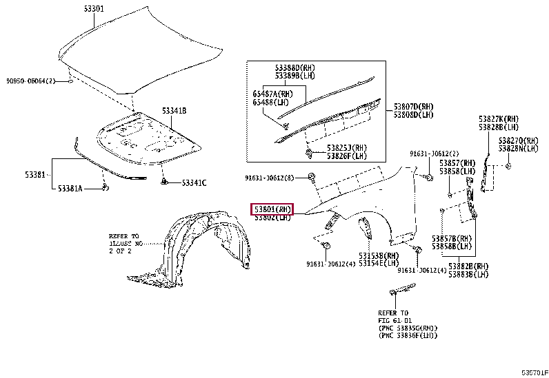 5380130A80: FENDER SUB-ASSY, FRONT RH Тойота
