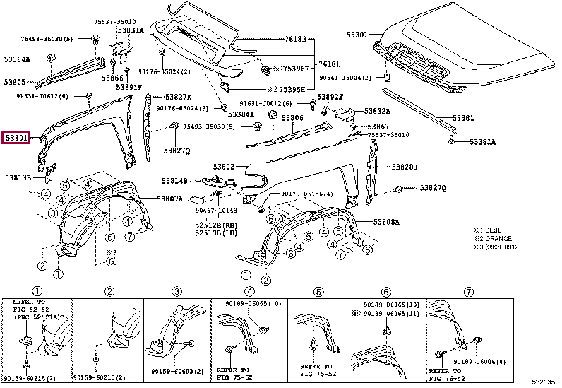 5380135610: FENDER SUB-ASSY, FRONT RH Тойота