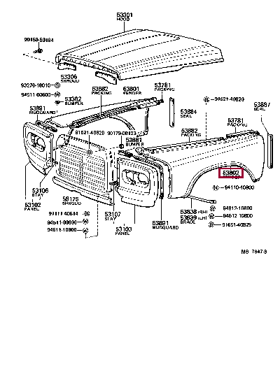 5380295211: FENDER SUB-ASSY, FRONT LH Тойота