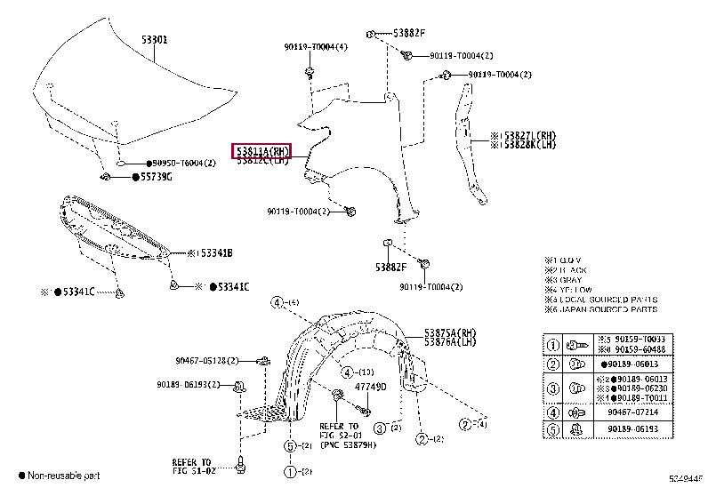 538110D220: PANEL, FRONT FENDER, RH Тойота