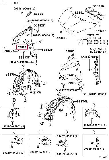 538110H010: FENDER SUB-ASSY, FRONT RH Тойота