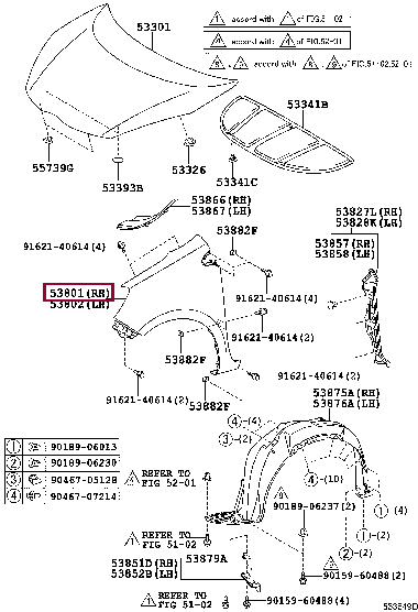 5381152310: FENDER SUB-ASSY, FRONT RH Тойота