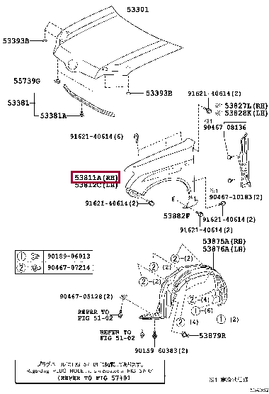 5381152360: PANEL, FRONT FENDER, RH Тойота