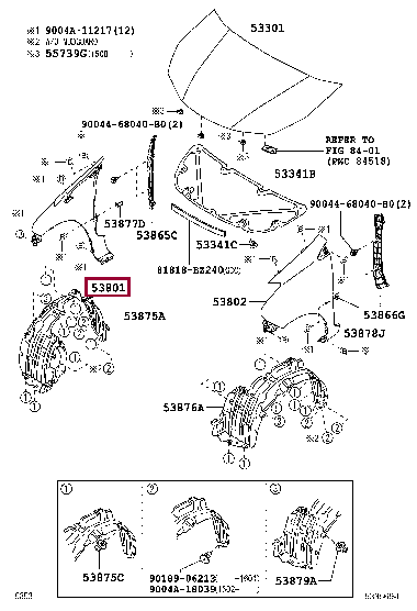 53811BZ220: FENDER SUB-ASSY, FRONT RH Тойота