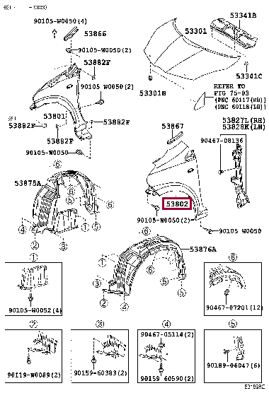 538120H010: FENDER SUB-ASSY, FRONT LH Тойота