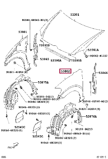 53812BZ010: FENDER SUB-ASSY, FRONT LH Тойота