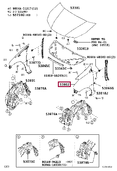 53812BZ350: FENDER SUB-ASSY, FRONT LH Тойота