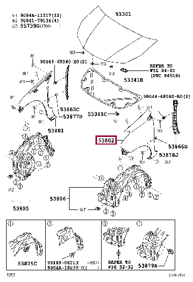 53812BZ360: FENDER SUB-ASSY, FRONT LH Тойота