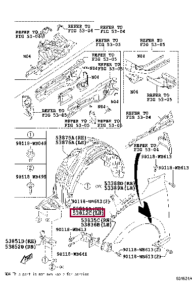 53812WB002: PANEL, FRONT FENDER, LH Тойота