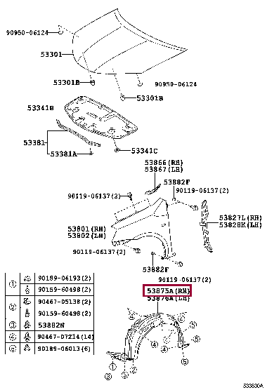 538750D180: LINER, FRONT FENDER, RH Тойота