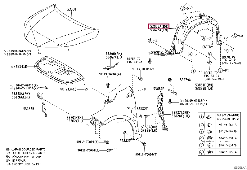 538750D590: LINER, FRONT FENDER, RH Тойота