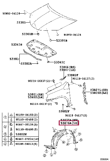 538760D150: LINER, FRONT FENDER, LH Тойота