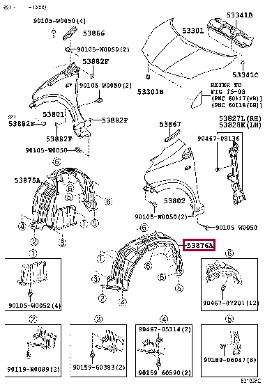 538760H010: LINER, FRONT FENDER, LH Тойота
