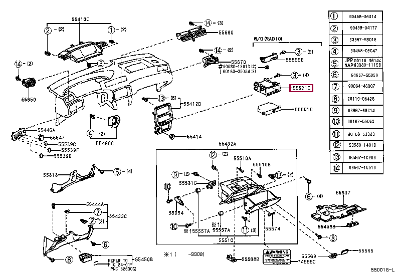 COVER, STEREO OPENING 55521-16030 (номер toyota 5552116030)