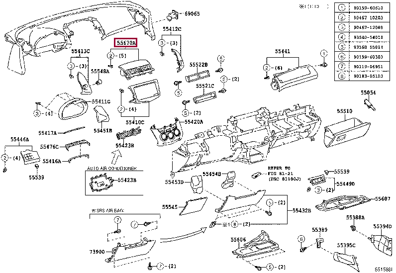 REGISTER ASSY, INSTRUMENT PANEL, CENTER 55670-42050-B2 (номер toyota 5567042050B2)
