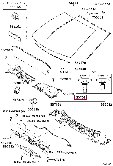 PANEL SUB-ASSY, COWL 55700-12A80 (номер toyota 5570012A80)