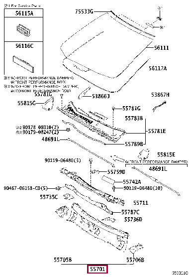 PANEL SUB-ASSY, COWL 55700-78010 (номер toyota 5570078010)